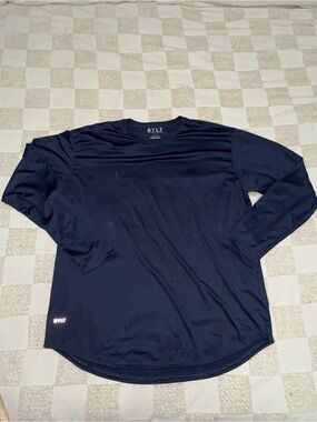 BYLT Basics Drop-Cut Long Sleeve Shirt Mens XXL Navy Blue Active Tee